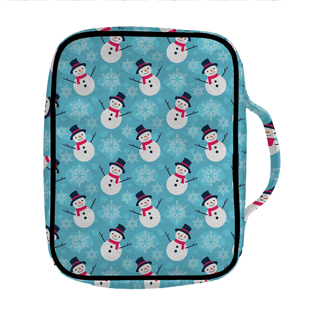 Snowman And Snowflake Pattern Print Front Pocket Bible Bag