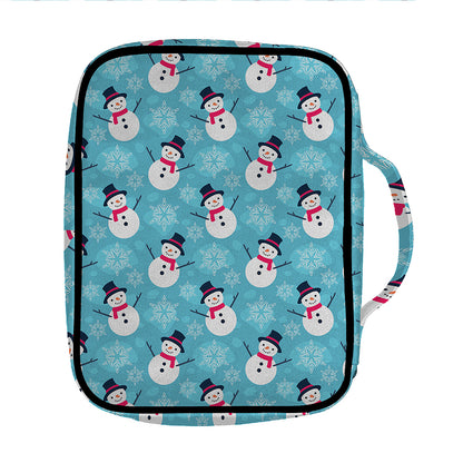 Snowman And Snowflake Pattern Print Front Pocket Bible Bag