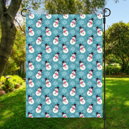 Snowman And Snowflake Pattern Print Garden Flag