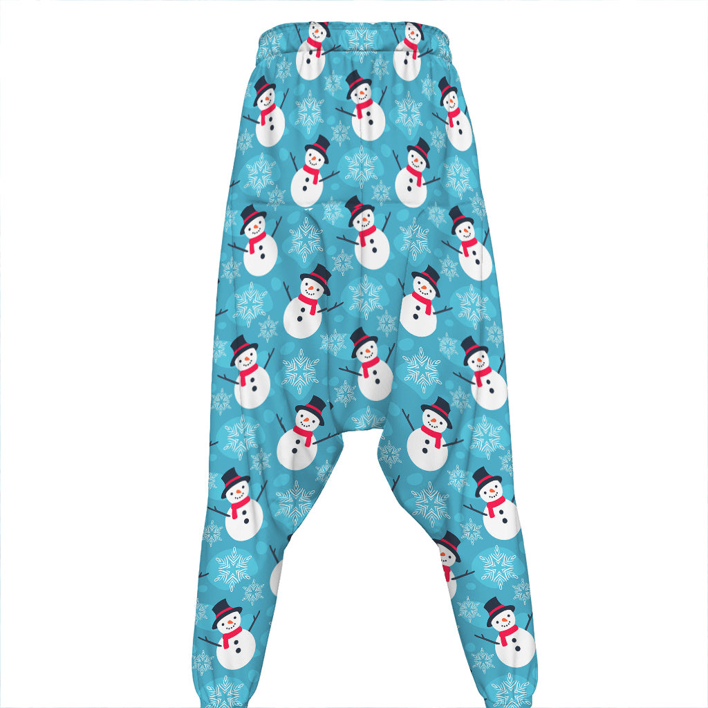 Snowman And Snowflake Pattern Print Hammer Pants