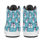 Snowman And Snowflake Pattern Print High Top Leather Sneakers
