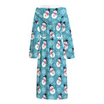 Snowman And Snowflake Pattern Print Hooded Bathrobe