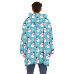Snowman And Snowflake Pattern Print Hoodie Blanket