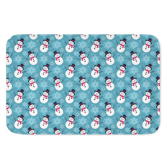 Snowman And Snowflake Pattern Print Indoor Door Mat