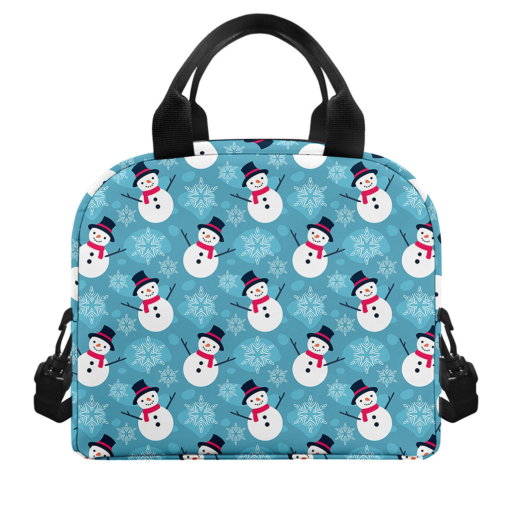 Snowman And Snowflake Pattern Print Insulated Lunch Bag