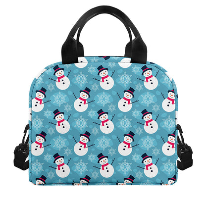 Snowman And Snowflake Pattern Print Insulated Lunch Bag