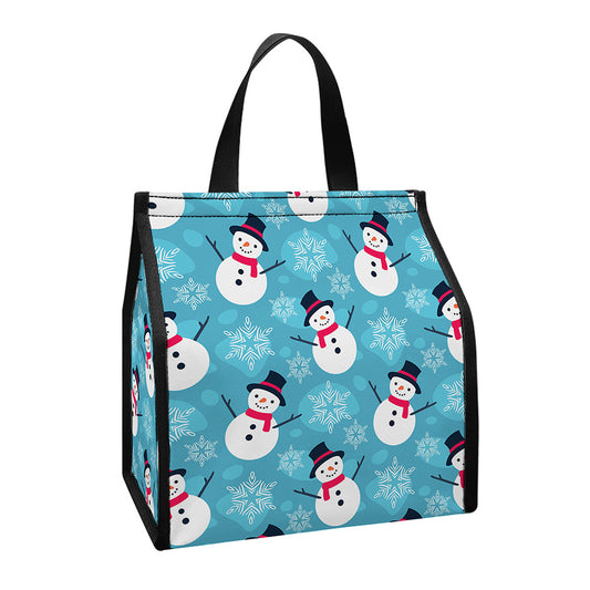 Snowman And Snowflake Pattern Print Insulated Lunch Tote