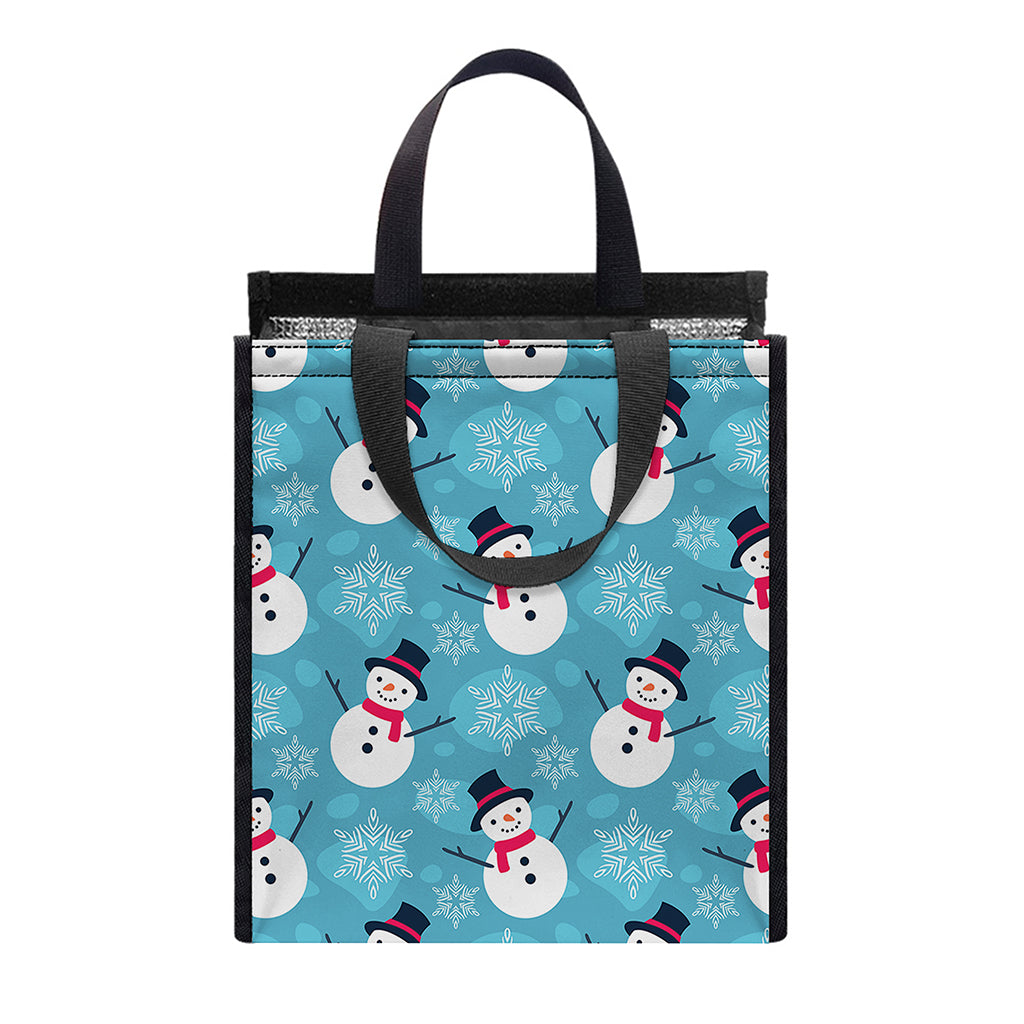 Snowman And Snowflake Pattern Print Insulated Lunch Tote