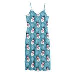 Snowman And Snowflake Pattern Print Jersey Midi Cami Dress