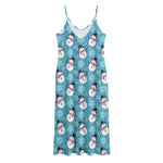 Snowman And Snowflake Pattern Print Jersey Midi Cami Dress