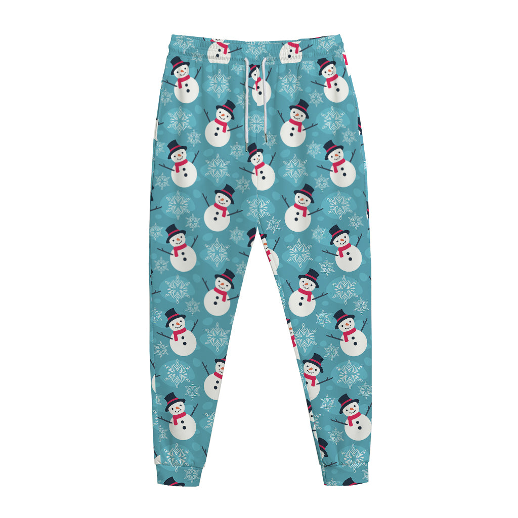 Snowman And Snowflake Pattern Print Jogger Pants