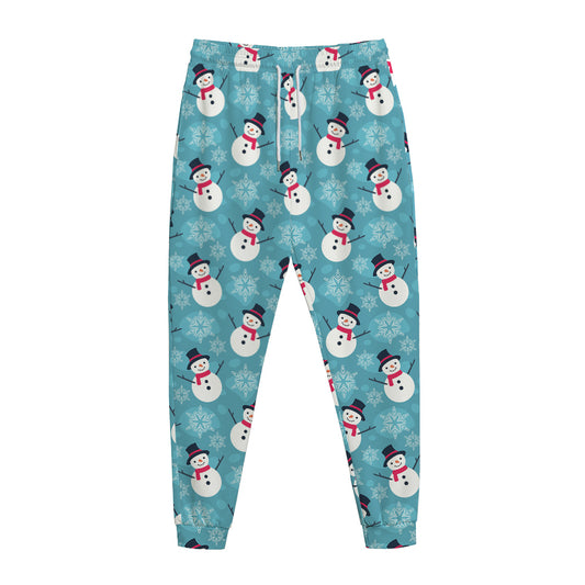 Snowman And Snowflake Pattern Print Jogger Pants