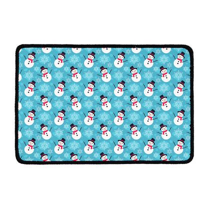 Snowman And Snowflake Pattern Print Kitchen Mat