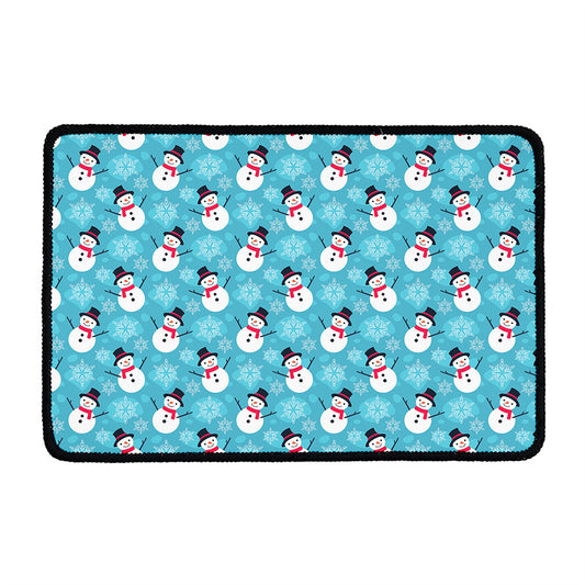 Snowman And Snowflake Pattern Print Kitchen Mat