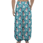 Snowman And Snowflake Pattern Print Lantern Pants