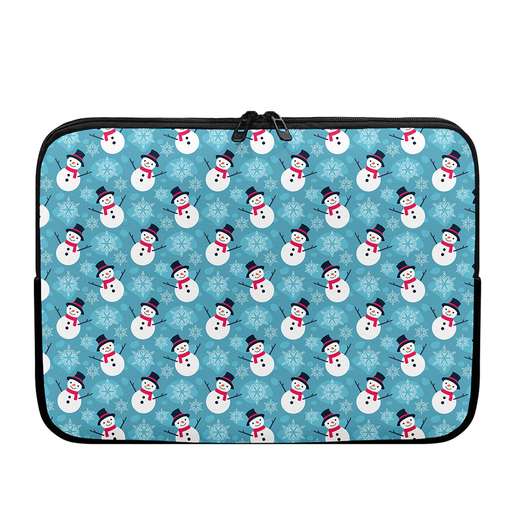 Snowman And Snowflake Pattern Print Laptop Sleeve