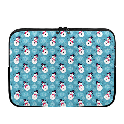 Snowman And Snowflake Pattern Print Laptop Sleeve