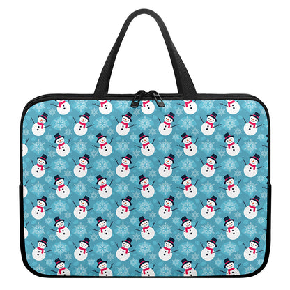 Snowman And Snowflake Pattern Print Laptop Sleeve With Handle