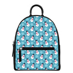 Snowman And Snowflake Pattern Print Leather Backpack