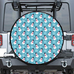 Snowman And Snowflake Pattern Print Leather Spare Tire Cover