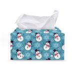 Snowman And Snowflake Pattern Print Leather Tissue Box Cover