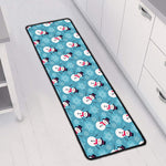 Snowman And Snowflake Pattern Print Long Kitchen Mat
