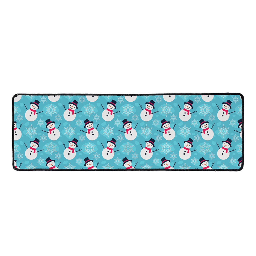 Snowman And Snowflake Pattern Print Long Kitchen Mat