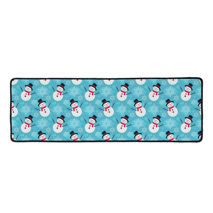 Snowman And Snowflake Pattern Print Long Kitchen Mat