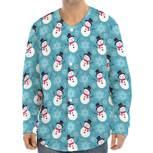 Snowman And Snowflake Pattern Print Long Sleeve Baseball Jersey