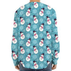 Snowman And Snowflake Pattern Print Long Sleeve Baseball Jersey