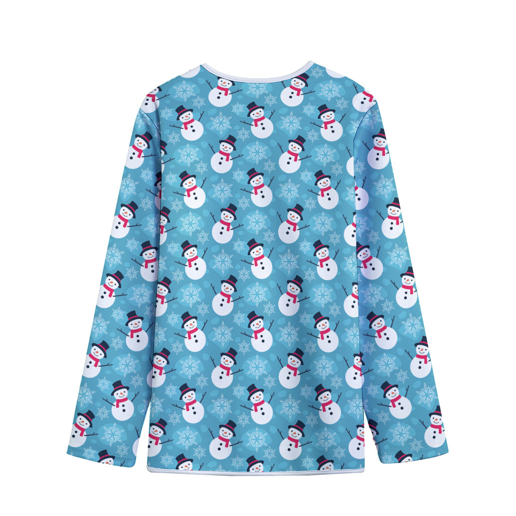 Snowman And Snowflake Pattern Print Long Sleeve Short Coat