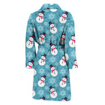 Snowman And Snowflake Pattern Print Men's Bathrobe
