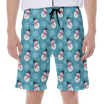 Snowman And Snowflake Pattern Print Men's Beach Shorts