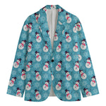 Snowman And Snowflake Pattern Print Men's Blazer