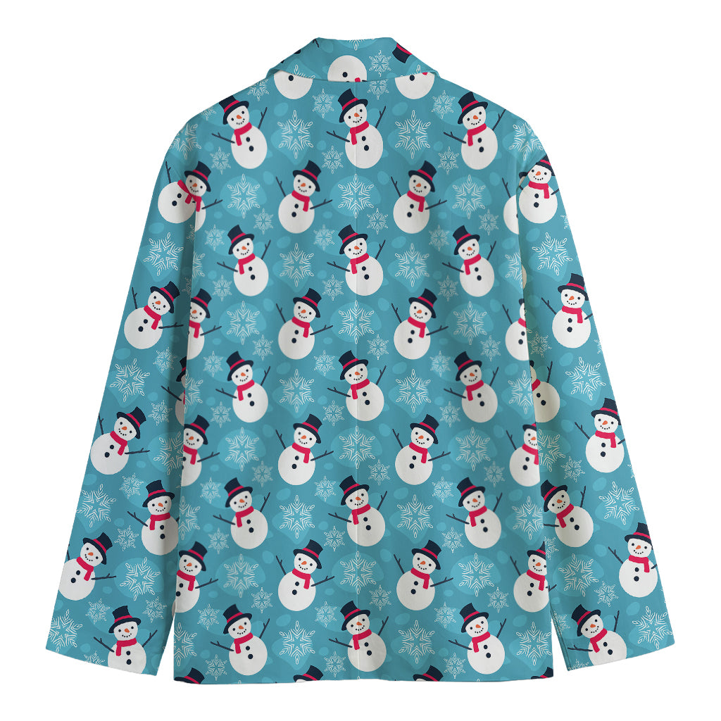 Snowman And Snowflake Pattern Print Men's Blazer