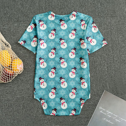Snowman And Snowflake Pattern Print Men's Bodysuit