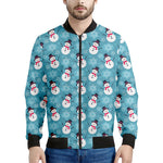 Snowman And Snowflake Pattern Print Men's Bomber Jacket