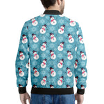 Snowman And Snowflake Pattern Print Men's Bomber Jacket
