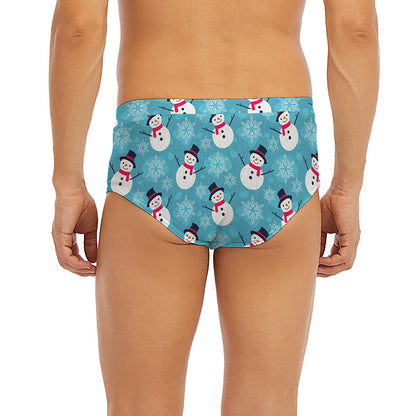 Snowman And Snowflake Pattern Print Men's Briefs
