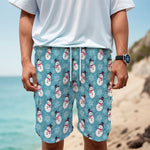 Snowman And Snowflake Pattern Print Men's Cargo Shorts