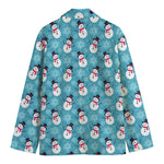Snowman And Snowflake Pattern Print Men's Cotton Blazer