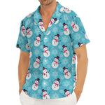 Snowman And Snowflake Pattern Print Men's Deep V-Neck Shirt
