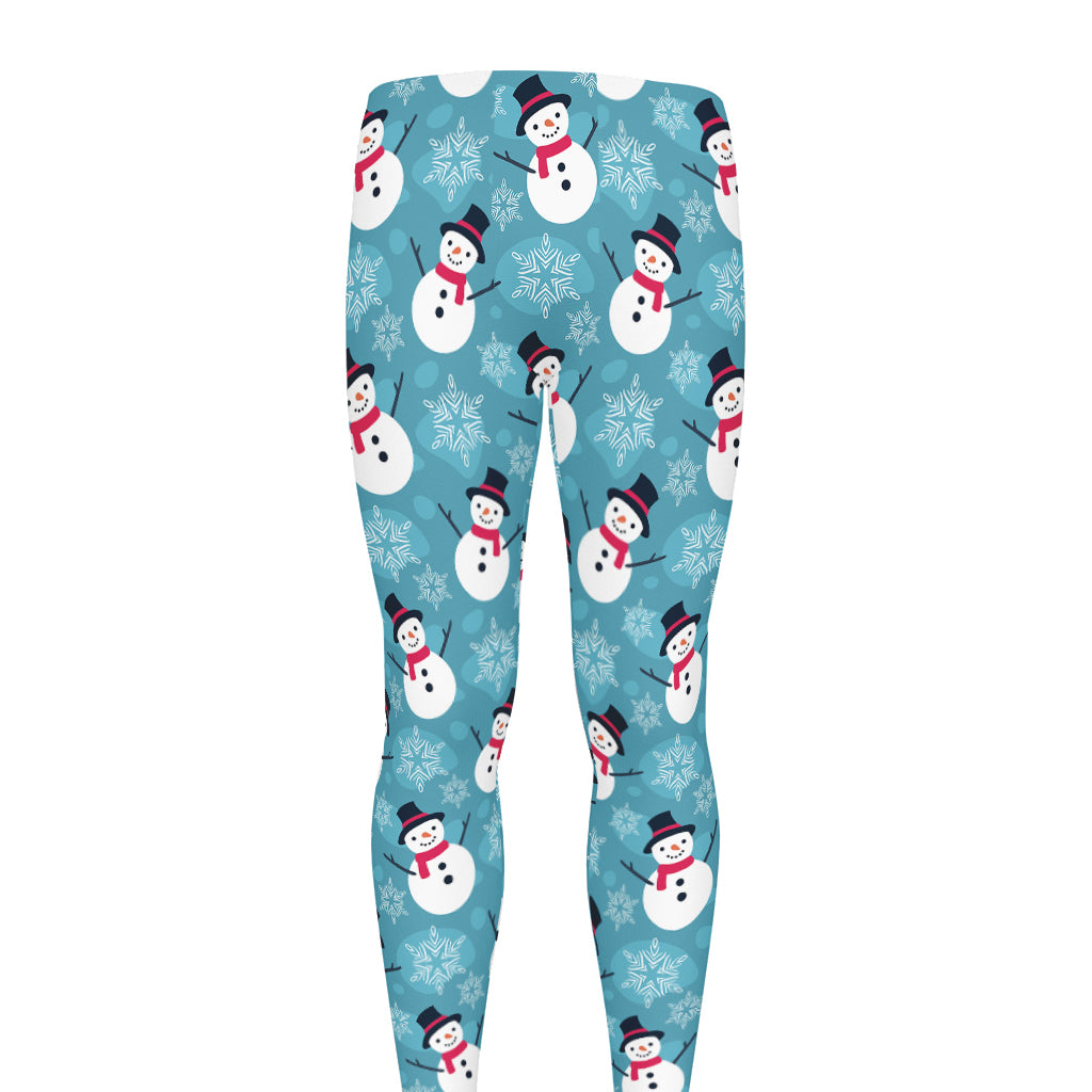 Snowman And Snowflake Pattern Print Men's leggings