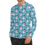 Snowman And Snowflake Pattern Print Men's Long Sleeve Rash Guard