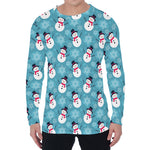 Snowman And Snowflake Pattern Print Men's Long Sleeve T-Shirt