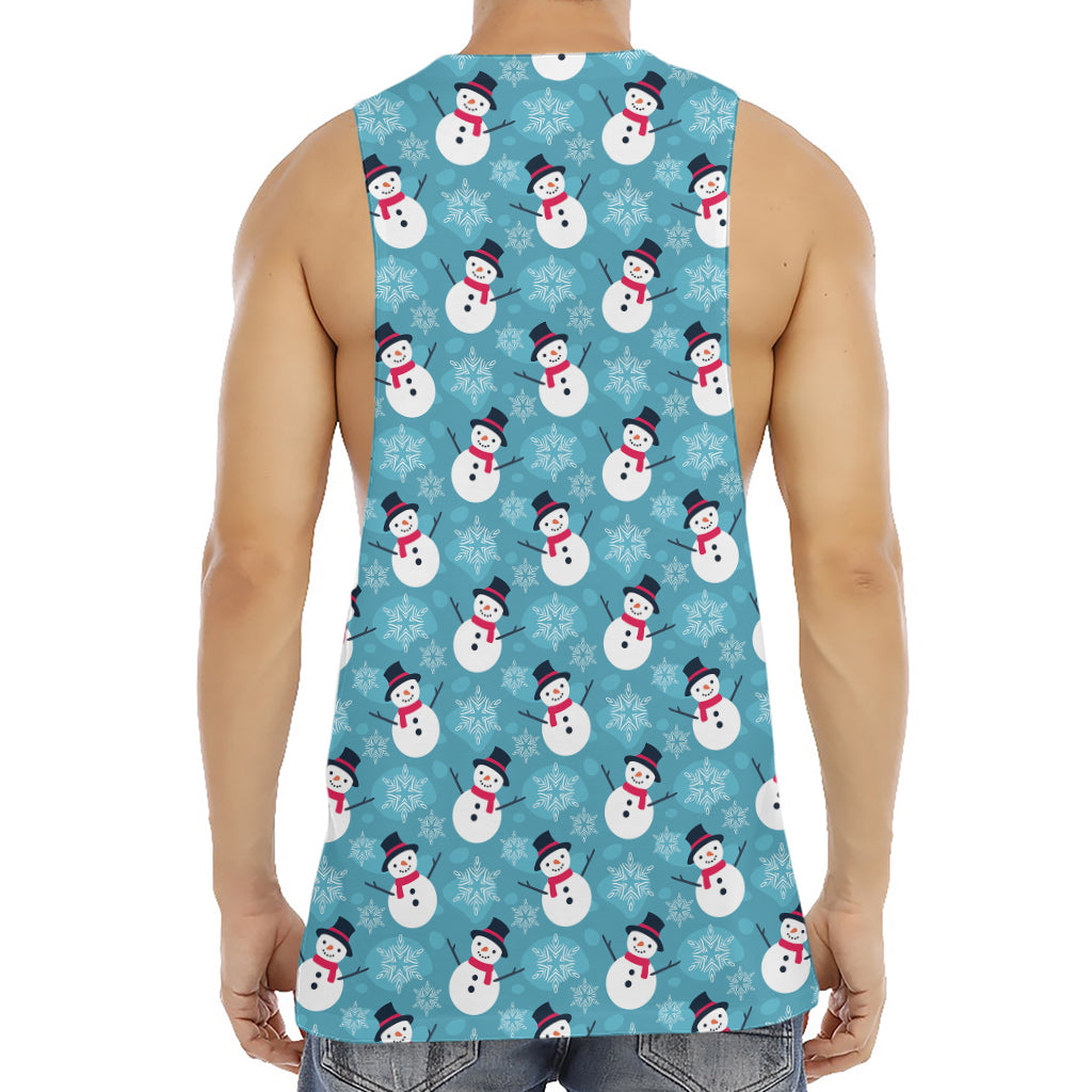 Snowman And Snowflake Pattern Print Men's Muscle Tank Top