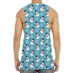 Snowman And Snowflake Pattern Print Men's Muscle Tank Top