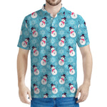 Snowman And Snowflake Pattern Print Men's Polo Shirt