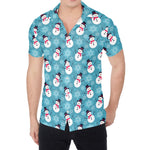 Snowman And Snowflake Pattern Print Men's Shirt