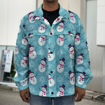 Snowman And Snowflake Pattern Print Men's Shirt Jacket